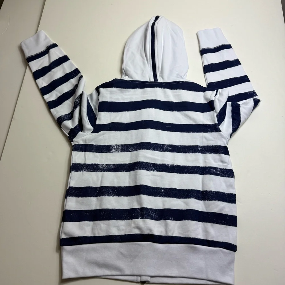 New! Stella McCartney navy striped skull zip hoodie